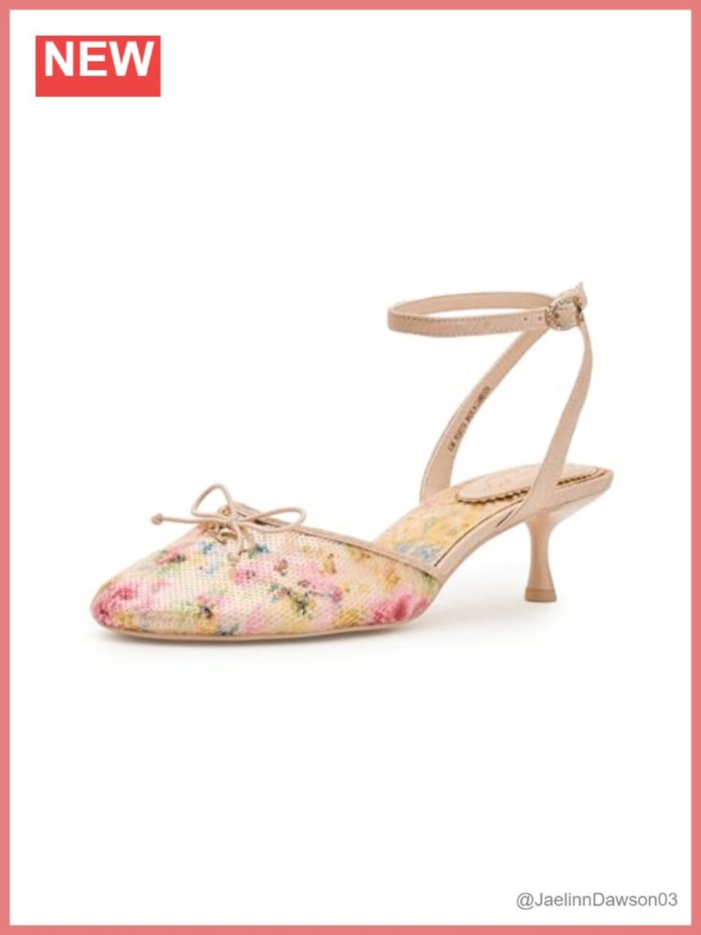 Women's Kitten Heel Pumps with Cross Ankle Strap Round Toe